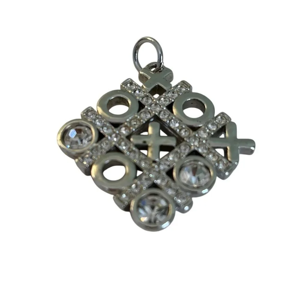 Swarovski Vintage Silver & Rhinestone Tic-Tac-Toe XOXO Pendant.